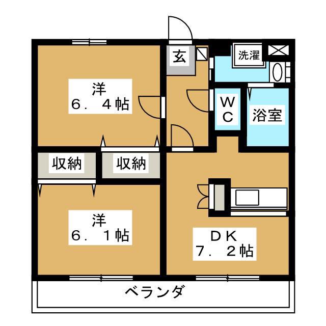 VIOLAマンション(2DK/1階)の間取り写真