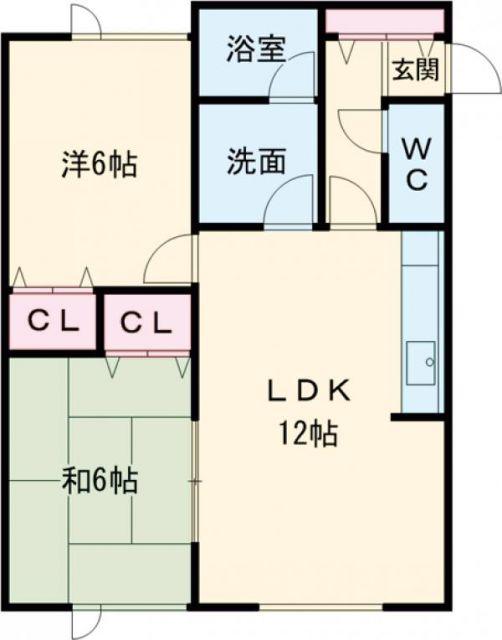 クリエール大町(2LDK/2階)の間取り写真