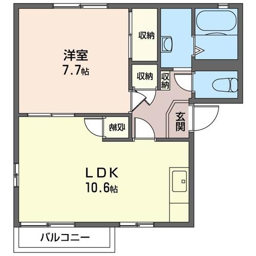 SHM 第2サンハイツ田中B(1LDK/2階)の間取り写真