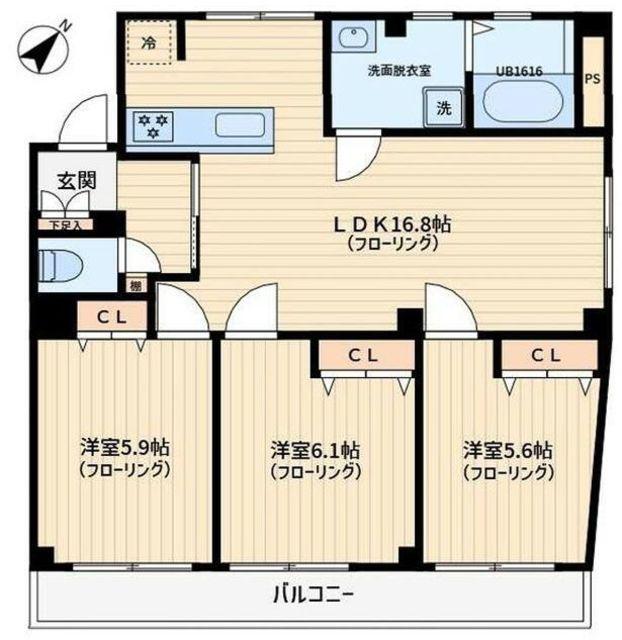 第1コミヤビリーフ(3LDK/1階)の間取り写真
