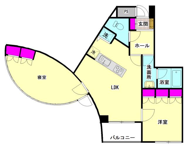 ヴィラ・グラノーバ(2LDK/3階)の間取り写真