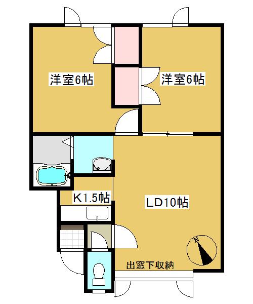 ファンタジー夢(2LDK/2階)の間取り写真