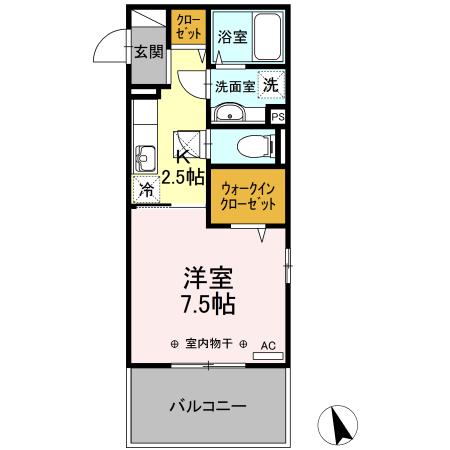 スパティウム(1K/2階)の間取り写真