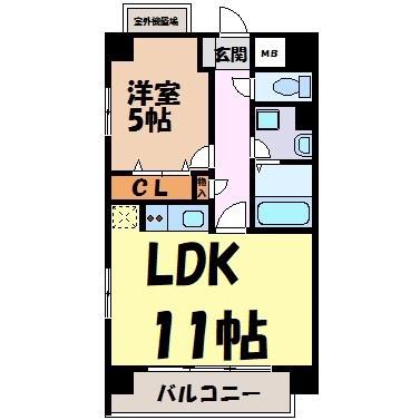 フォレスト9(1LDK/2階)の間取り写真