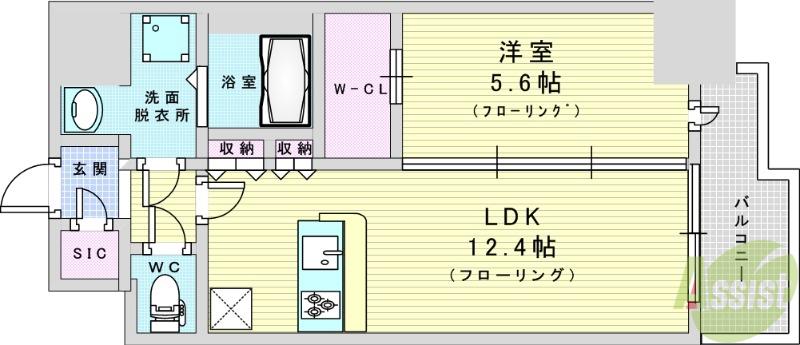スプランディッド新大阪Ⅵ(1LDK/10階)の間取り写真