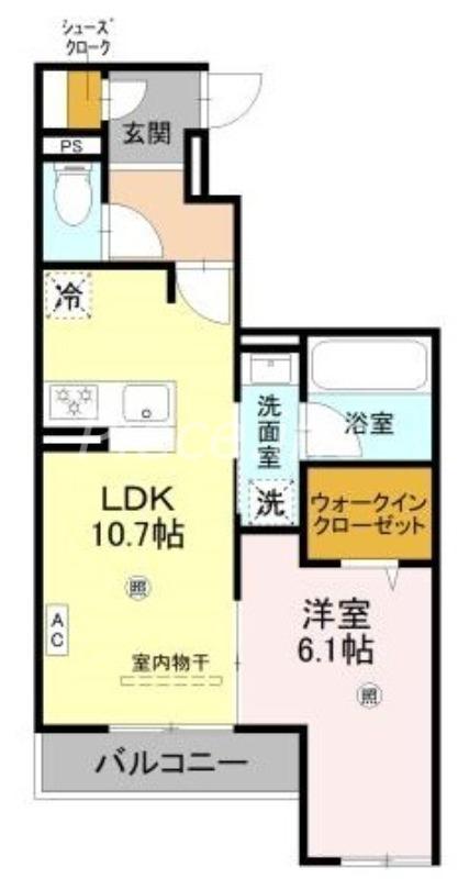 WEALTH JOTO2(1LDK/2階)の間取り写真