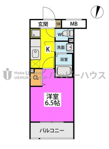 SOL周船寺(1K/3階)の間取り写真