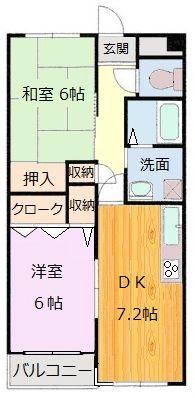 ヤジマハイツ(2DK/4階)の間取り写真
