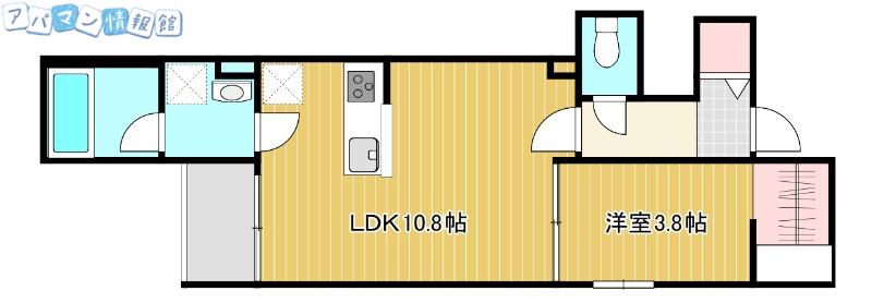 ラフィネ東大畑通(1LDK/1階)の間取り写真
