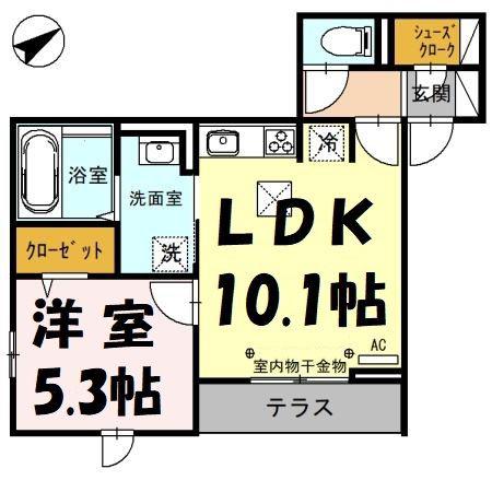 インペリアル東柳田(1LDK/1階)の間取り写真