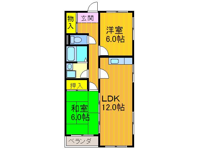 FRIEDEN KUZUHA VIEW(2LDK/3階)の間取り写真