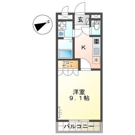 アイフレンド・KISS(1K/1階)の間取り写真