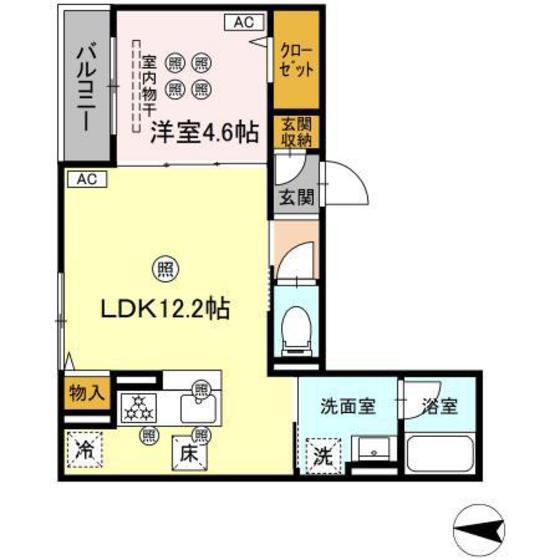 COLERMO江波二本松(1LDK/1階)の間取り写真