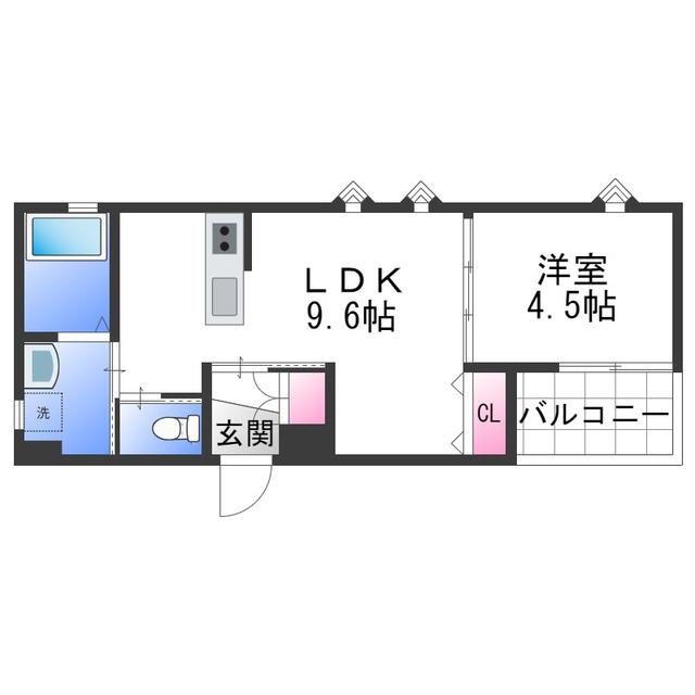 フィアスコート松之浜II(1LDK/2階)の間取り写真