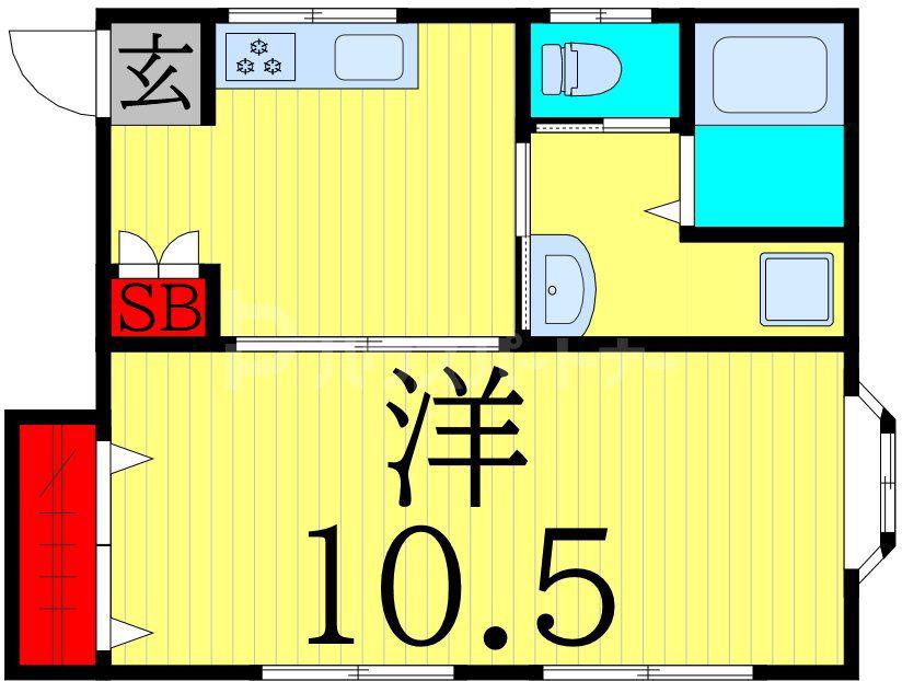 メゾンドソレイユⅡ(1DK/2階)の間取り写真
