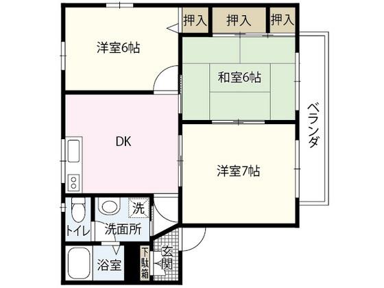 ランドハイツI(3DK/1階)の間取り写真