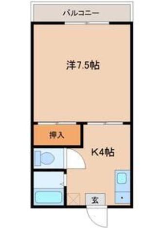 メゾンドショコラ(1K/2階)の間取り写真