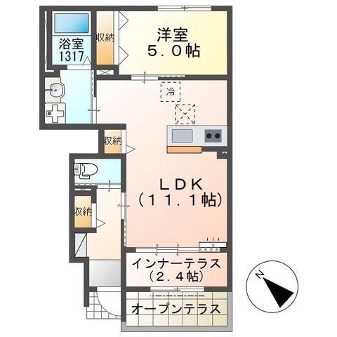 船橋市飯山満町アパート(1LDK/1階)の間取り写真