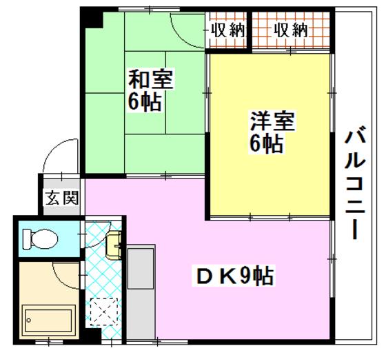 ジェイケイ石崎(2LDK/3階)の間取り写真