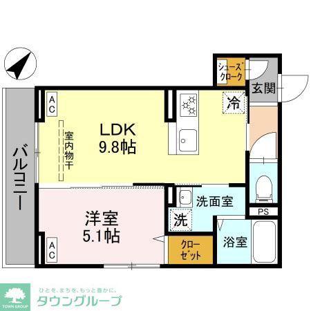 ノーブルラフィネ蕨(1LDK/2階)の間取り写真
