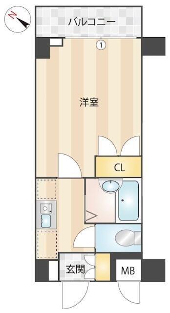 メインステージ不動前(1K/7階)の間取り写真