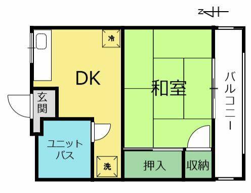 大貫ハイツ(1DK/3階)の間取り写真