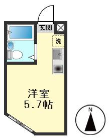 ライズ亀有(ワンルーム/1階)の間取り写真