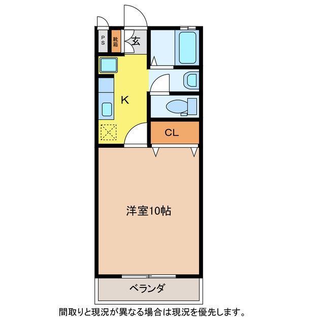 ココモ小新南(1K/2階)の間取り写真
