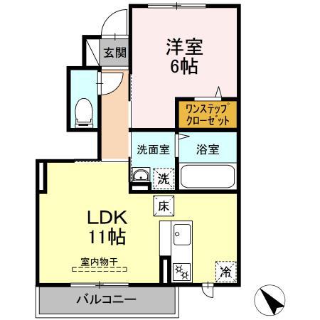 グランド ソレイル A(1LDK/1階)の間取り写真