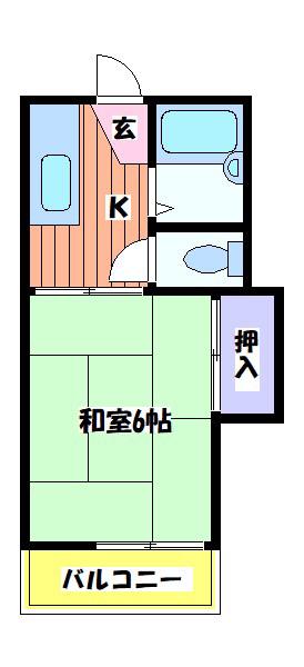 コーポ87(1K/2階)の間取り写真