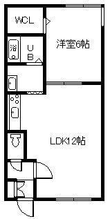 ダイヤハイツ4・西1(1LDK/1階)の間取り写真