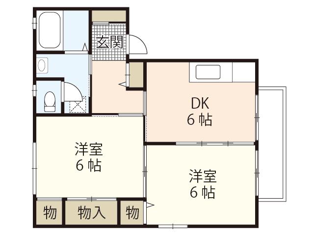 フローラル東岡山C(2DK/2階)の間取り写真