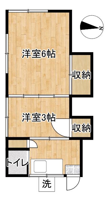 山田荘(2K/2階)の間取り写真