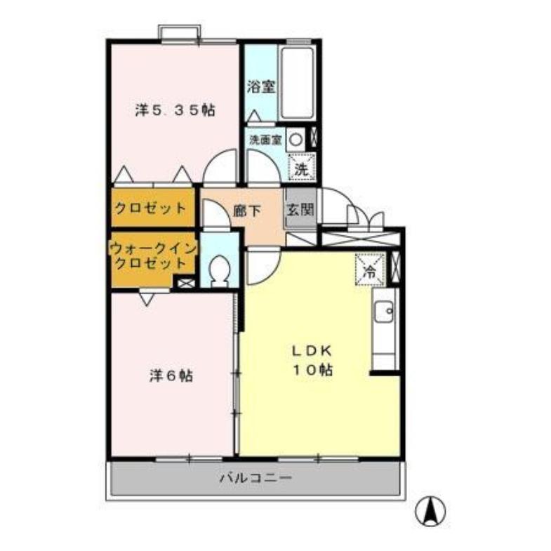 ノートル アージュ ブラン(2LDK/2階)の間取り写真