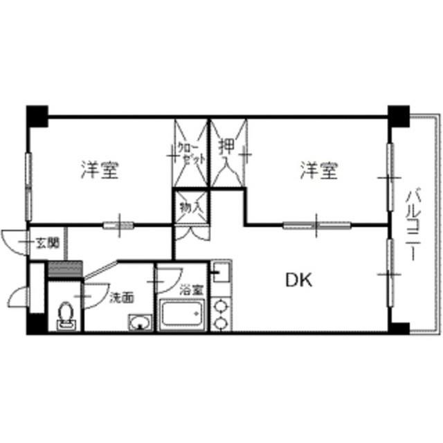 ザ・マンション紺屋町C棟(2DK/6階)の間取り写真