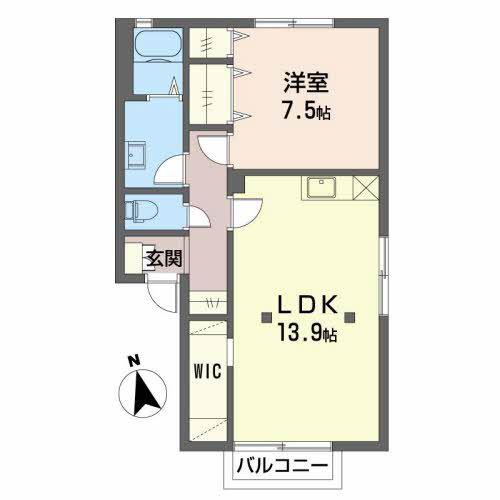 グレイスヤマヨシE(1LDK/1階)の間取り写真
