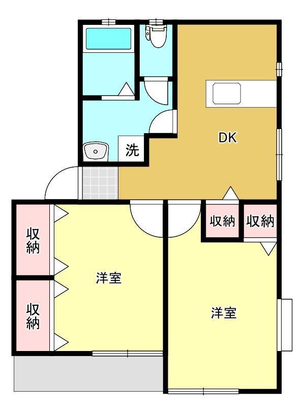 グリーンハウス前山弐番館(2DK/2階)の間取り写真