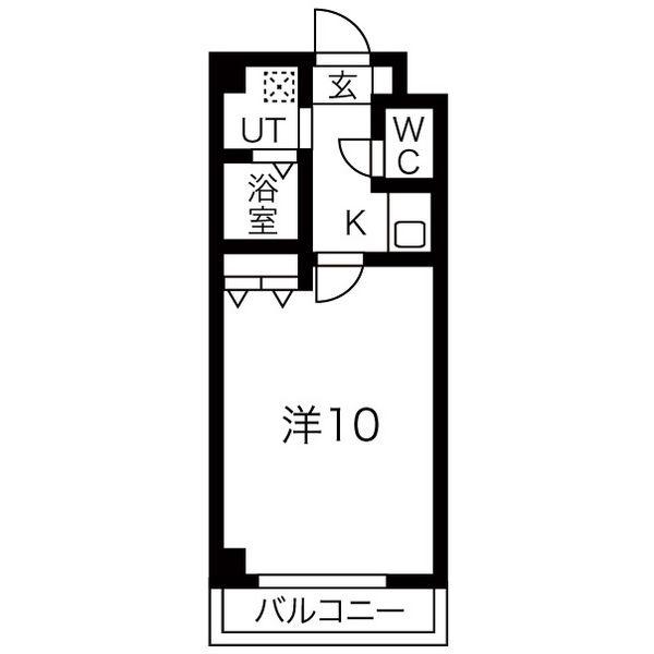 グランディール小林II(1K/4階)の間取り写真