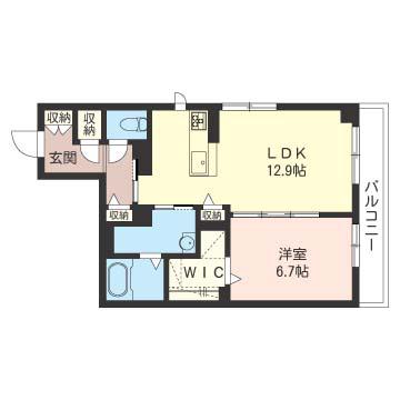 ガナール(1LDK/1階)の間取り写真