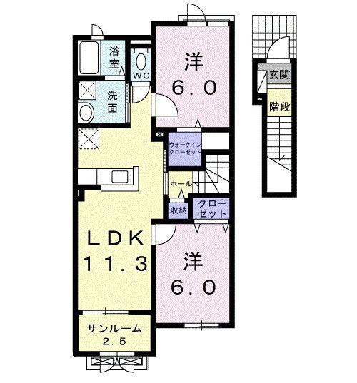 ニーラスク A(2LDK/2階)の間取り写真