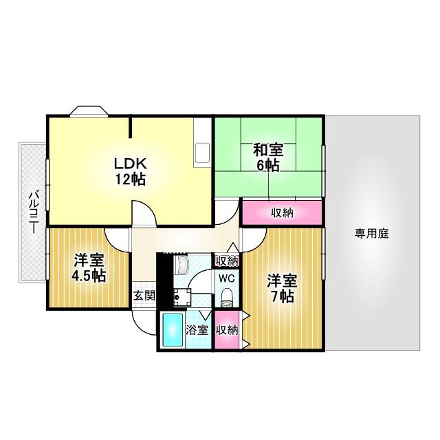 サンビレッジ藤(3LDK/2階)の間取り写真