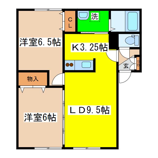 メゾンボヌールB館(2LDK/1階)の間取り写真