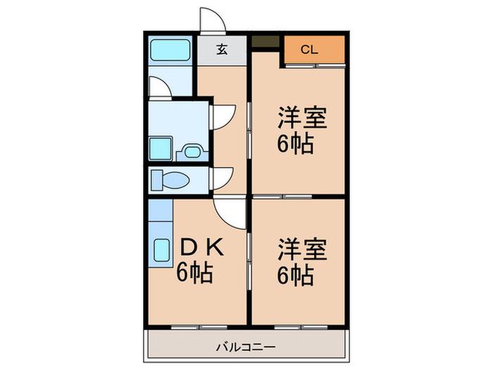 ハイツ大栄(2DK/1階)の間取り写真