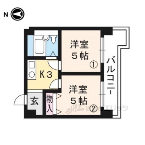 アメニティ京都二番館(2K/4階)の間取り写真
