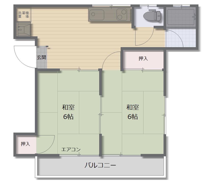 北原ハイツ(2K/2階)の間取り写真