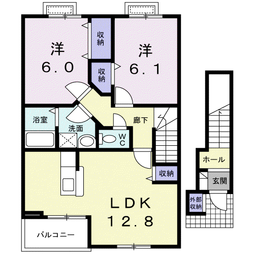 ピュアパレスII DK(2LDK/2階)の間取り写真