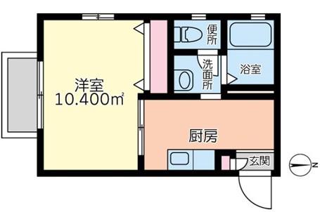 サークルセブン(1K/2階)の間取り写真