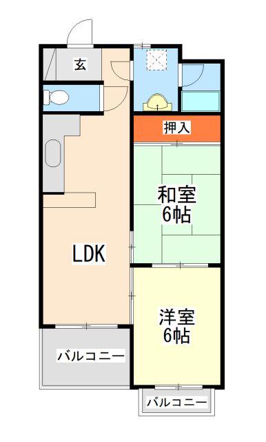 レジデンス白山(2LDK/2階)の間取り写真
