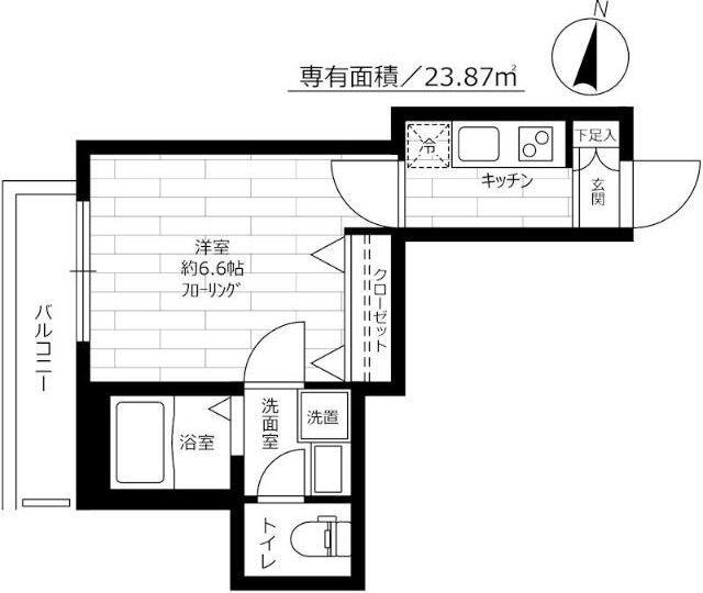 Y′S COURT(1K/2階)の間取り写真