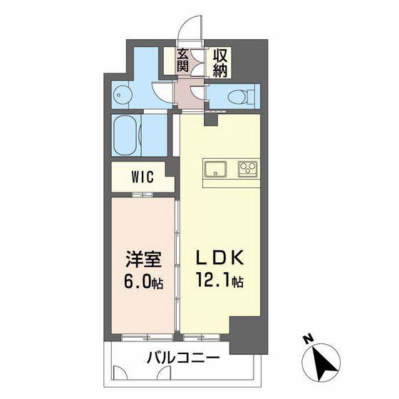 ヴィラシオン大手町(1LDK/6階)の間取り写真